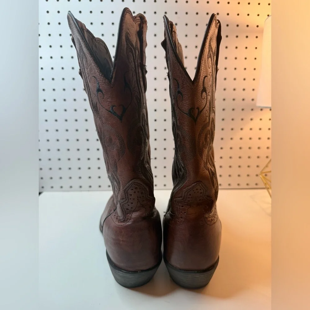Brown Leather Western Mid-Calf Cowboy Boots - Picture 5 of 16